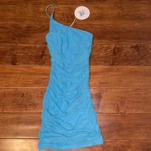 Princess Polly Jocasta turquoise mini dress.